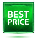 Best Price Neon Light Green Square Button Royalty Free Stock Photo