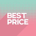 Best price sale banner vector template on retro halftone style background with long shadow typography. Royalty Free Stock Photo