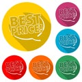 Best price sale icon, color icon with long shadow Royalty Free Stock Photo