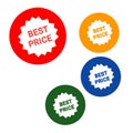 Best price set of stickers label various color web icon of brand and product promotion circle star white background
