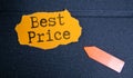 Best Price text on a yellow sticky note with three clips Royalty Free Stock Photo