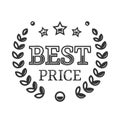 Best price, vector badge with a laurel wreath. Best price label Royalty Free Stock Photo