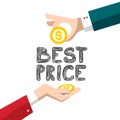 Best Price Vector Design with Dollar Coins Royalty Free Stock Photo