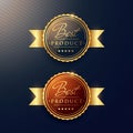 `best product` luxury golden label set of two badges