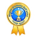 The best product of the year Italian language award ribbon