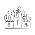 Best pumpkin competition. Farm Harvest. Vector doodle
