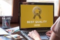 Best quality concept on a laptop screen Royalty Free Stock Photo
