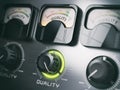 Best quality concept. Quality control switch knob on maximum position. Royalty Free Stock Photo