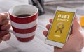Best quality concept on a smartphone Royalty Free Stock Photo