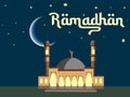 Best Ramadhan benner with crescent and mosque illustration Royalty Free Stock Photo