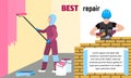 Best repair overalls concept banner, flat style