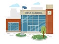 Best School Building Vector in Flat Style Design