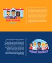 Best School Teachrs Poster Set Vector Illustration