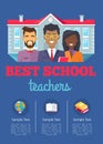 Best School Teachers with Text Vector Illustration