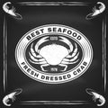 Best seafood. Fresh dressed crab on chalkboard. Vector illustration. For seafood emblem, sign, patch, shirt, menu