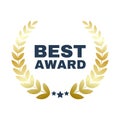 Best seller award brand premium gold laurel wreath badge logo design three star vector Royalty Free Stock Photo