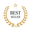 Best seller award icon badge, top quality logo, premium emblem stamp with laurel wreath Royalty Free Stock Photo