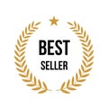 Best seller award icon badge, top quality logo, premium emblem stamp with laurel wreath Royalty Free Stock Photo