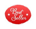 Best seller badge. Best seller golden label. Retail badge. Advertisement symbol. Vector stock illustration. Royalty Free Stock Photo