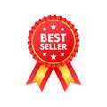 Best seller badge. Best seller golden label. Retail badge. Advertisement symbol. Vector stock illustration. Royalty Free Stock Photo