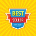 Best seller banner design. Advertising promotion poster. Buy now. Low price. Sale discount tag vector badge layout.