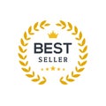 Best seller ceremony award laurel winner. Best seller wreath gold logo symbol