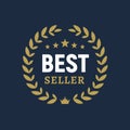 Best seller ceremony award laurel winner. Best seller wreath gold logo symbol