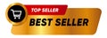 Best seller gold label emblem sticker tag symbol shopping cart popular product Royalty Free Stock Photo