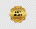 Best seller. Golden badge. Isolated on white. Vector