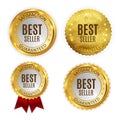 Best Seller Golden Shiny Label Sign Collection Set. Vector Illustration Royalty Free Stock Photo