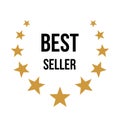 Best seller icon badge, label award seal stamp with gold stars and best seller text Royalty Free Stock Photo