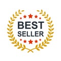 Best seller icon design with laurel, best seller badge logo isolated - vector