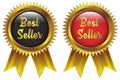 Best Seller icon gold frame & ribbon on red & Black background Royalty Free Stock Photo