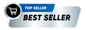 Best seller label emblem sticker tag symbol silver shopping cart popular product Royalty Free Stock Photo