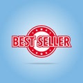 Best seller label. Red color, isolated on white.