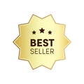 Best Seller label sign. Round quality product guarantee sticker. Gold badge icon with stars. Vector illustration for Royalty Free Stock Photo