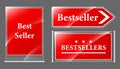 Best seller offer signboards and pointer icons set Royalty Free Stock Photo