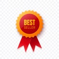 Best Seller Realistic Red Medal. Royalty Free Stock Photo