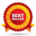 Best seller red label with stars and ribbons Royalty Free Stock Photo