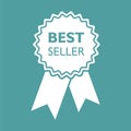 Best seller ribbon icon. Medal vector illustration in flat style Royalty Free Stock Photo