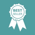 Best seller ribbon icon. Medal vector illustration in flat style Royalty Free Stock Photo