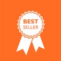 Best seller ribbon icon. Medal vector illustration in flat style Royalty Free Stock Photo