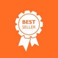 Best seller ribbon icon. Medal vector illustration in flat style Royalty Free Stock Photo