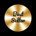 Best seller round medal, prize, sign, icon, logo, tag, stamp, seal. Golden Best seller vector sign for label design Royalty Free Stock Photo