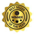 Best Seller Of The Year Winner Badge, Emblem, Label Seal, Rubber Stamp For Business And Shopping Rating Sybol, Top Seller Of The