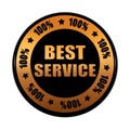 Best service 100 percentages in golden black circle label