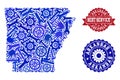 Best Service Composition of Map of Arkansas State and Rubber Stamps Royalty Free Stock Photo