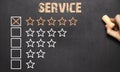 Best Service five golden stars.Chalkboard Royalty Free Stock Photo