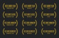 Best short movie award winner logo set Royalty Free Stock Photo