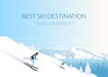 Best ski destination banner flat vector template